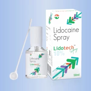 Lidocaine 100mg Ethanol 30.4% v/v Lidotech Spray by Norden Life Sciences for instant numbing and localized pain relief with spray applicator